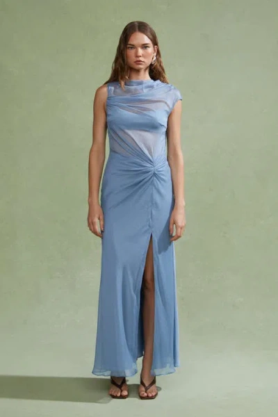 Amur Amille Sheer Gown In Blue