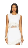 Amur Antonella Shell Beaded Top In Mother Of Pearl