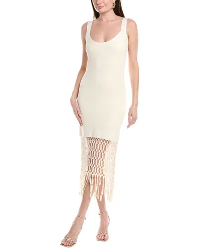 Amur Archie Crochet Fringe Midi Dress In Off White