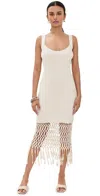 Amur Archie Crochet Fringe Midi Dress In Off-white