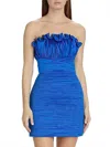 Amur Womens Pleated Recycled Polyester Mini Dress In Blue