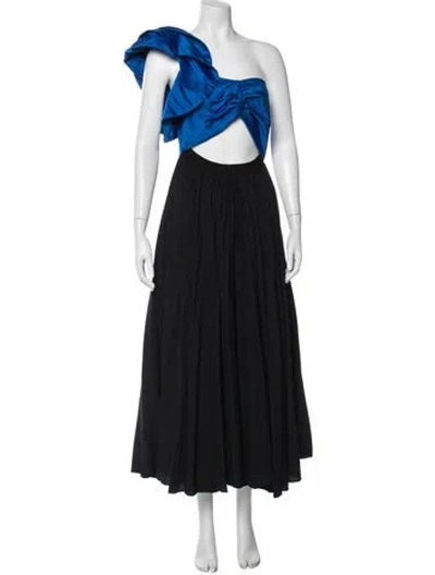 Pre-owned Amur Asymmetrical Long Dress In Black