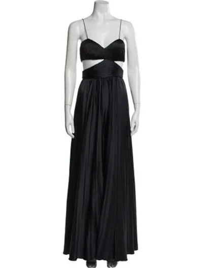 Pre-owned Amur Asymmetrical Long Dress In Blue