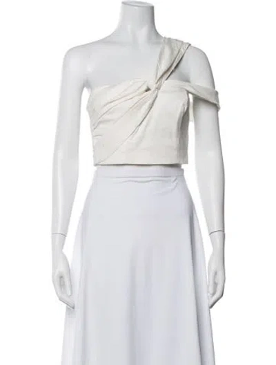 Pre-owned Amur Asymmetrical Sleeveless Crop Top In White