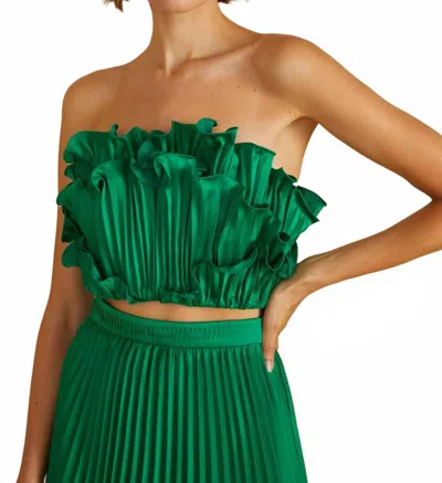 Amur Averi Scallop Strapless Top In Frog In Green