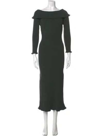 Pre-owned Amur Bateau Neckline Long Dress In Green