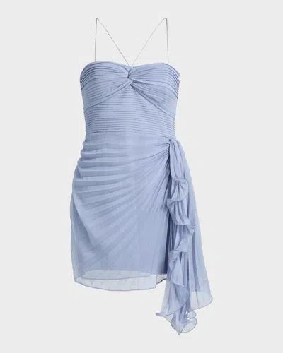 Amur Bentley Pleated Draped Mini Dress In Blue