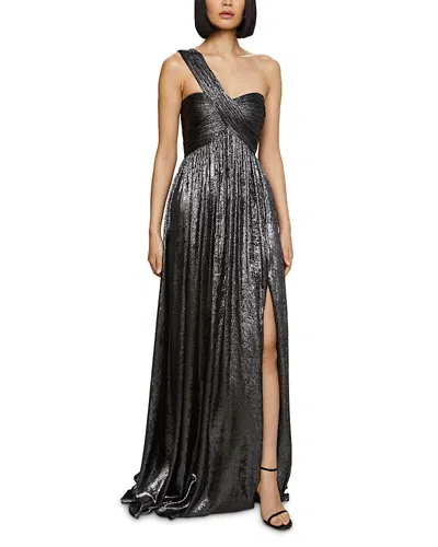 Amur Bettie Metallic Gown In Charcoal Chrome