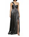 Amur Bettie Metallic Gown In Charcoal In Gray