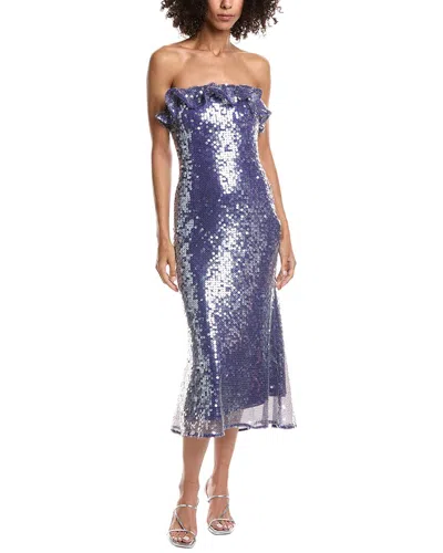 Amur Braeylnn Mesh Sequin Midi Dress In Purple