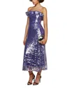Amur Braeylnn Strapless Sequined Midi Dress In Neptune