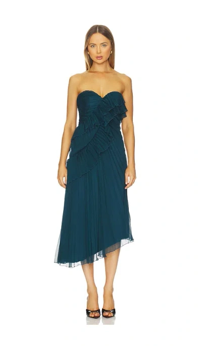 Amur Caitlyn Midi Dress In Blue