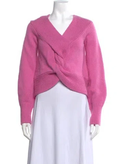 Pre-owned Amur Cashmere V-neck Sweater In Pink