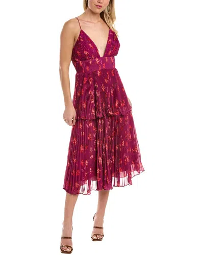 Amur Catarina Pleated Midi Dress In Purple