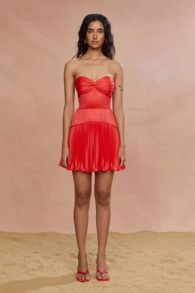Amur Catrina Mini Pleated Dress In Red