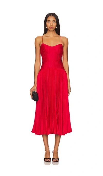Amur Cherry Drop Waist Midi Dress In Red Calla Lily