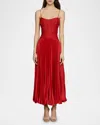 Amur Cherry Drop Waist Midi Dress In Red Calla Lily