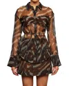 Amur Clea Sheer Silk Blouse In Brown