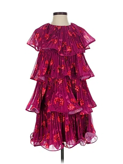 Amur Breeta Pleated Tiered Minidress In Bougainvillea Mono Floral
