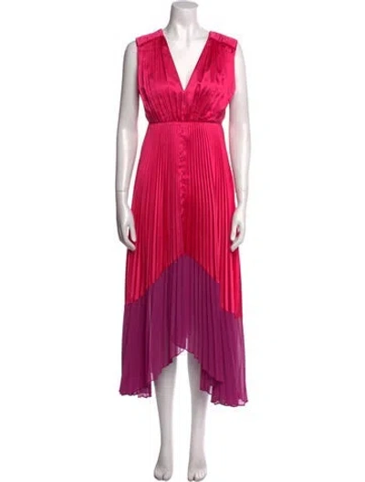 Pre-owned Amur Colorblock Pattern Long Dress In Multi