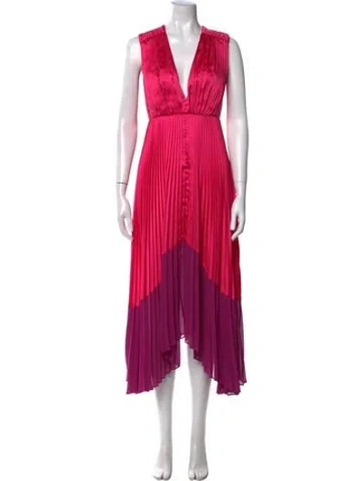 Pre-owned Amur Colorblock Pattern Long Dress In Multi