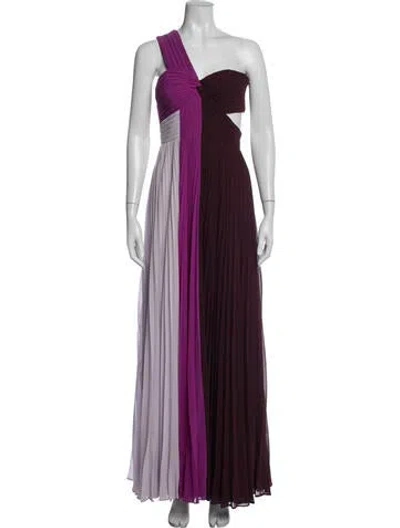 Pre-owned Amur Colorblock Pattern Long Dress In Purple