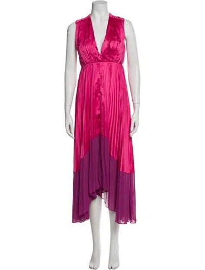 Pre-owned Amur Colorblock Pattern Midi Length Dress In Pink