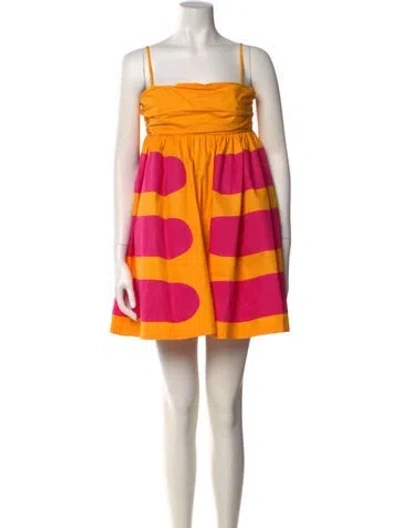 Pre-owned Amur Colorblock Pattern Mini Dress In Yellow