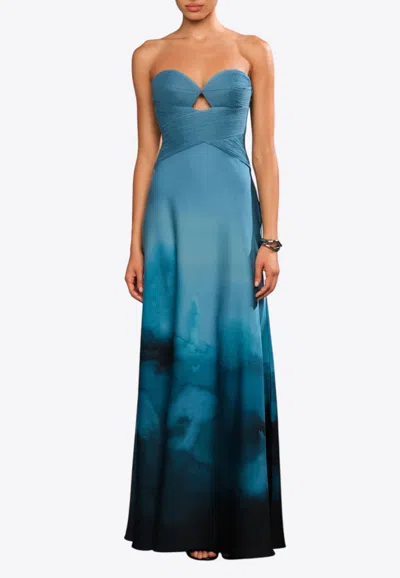 Amur Cova Printed Maxi Dress In Blue