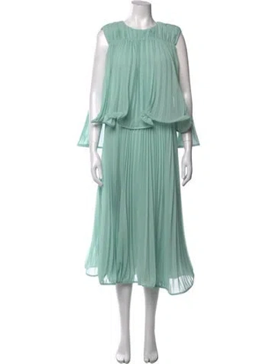 Pre-owned Amur Crew Neck Midi Length Dress In Blue