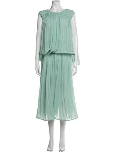 Pre-owned Amur Crew Neck Midi Length Dress In Green