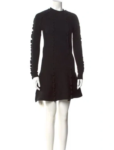 Pre-owned Amur Crew Neck Mini Dress In Black