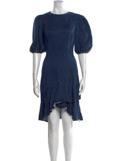 Pre-owned Amur Crew Neck Mini Dress In Blue