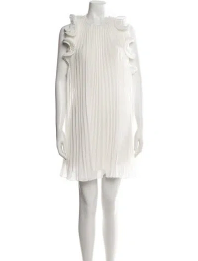 Pre-owned Amur Crew Neck Mini Dress In Neutrals/white
