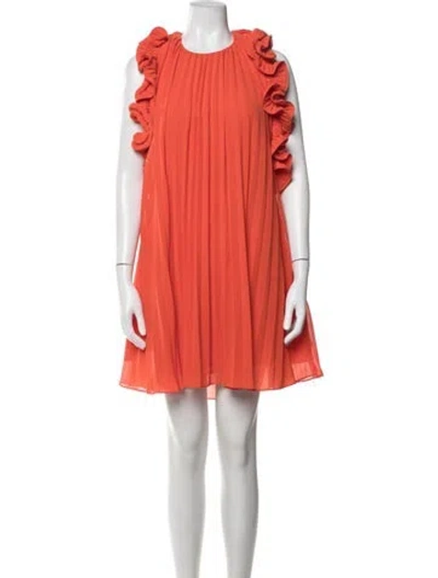 Pre-owned Amur Crew Neck Mini Dress In Orange