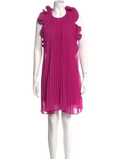 Pre-owned Amur Crew Neck Mini Dress In Pink