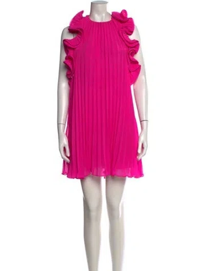 Pre-owned Amur Crew Neck Mini Dress In Pink