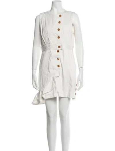 Pre-owned Amur Crew Neck Mini Dress In White