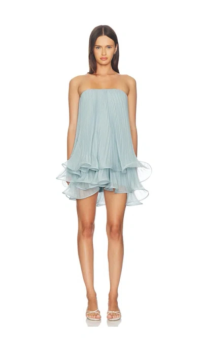 Amur Dalia Pleated Baby Doll Dress In Blue