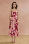 Amur Daniella Printed Viscose Midi In Pink