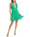 Amur Dela Pleated Chiffon Sleeveless Mini Dress In Green
