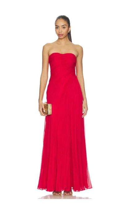Amur Elea Asymmetrical Pleated Gown In Red