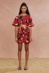 Amur Elle Smocked Crop Top In Red
