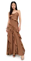 Amur Ellen Ruffle Gown Nutmeg In Brown
