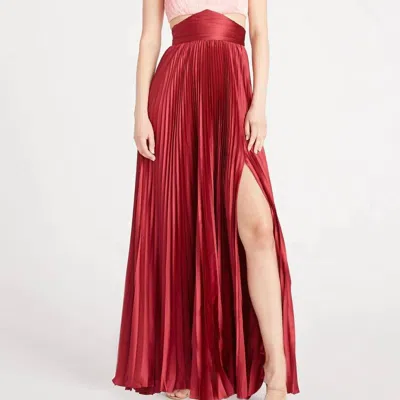 Amur Elodie Pleated Cutout Gown In Peachy Apricot/red Ochre