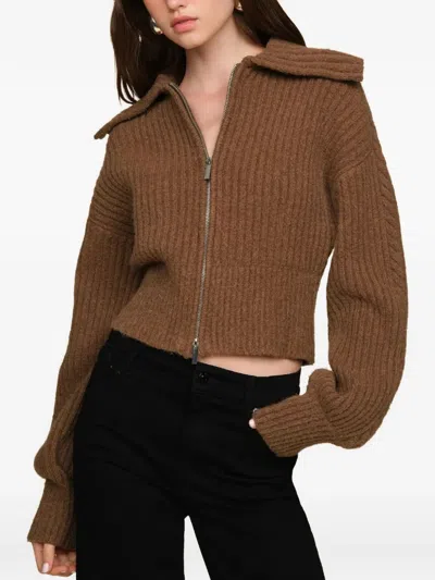 Amur Emery Cable-knit Sweater In Brown