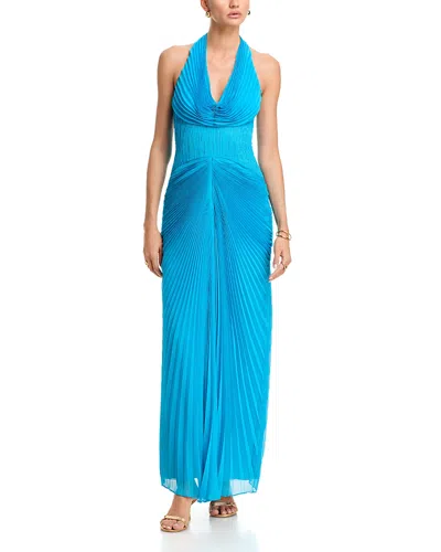 Amur Enly Pleated Ruched Gown In Blue