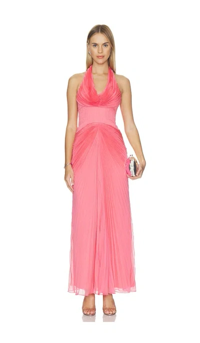 Amur Enly Pleated Ruched Gown In Pink