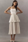 Amur Esme Laser-cut Floral Tiered Midi Dress In White