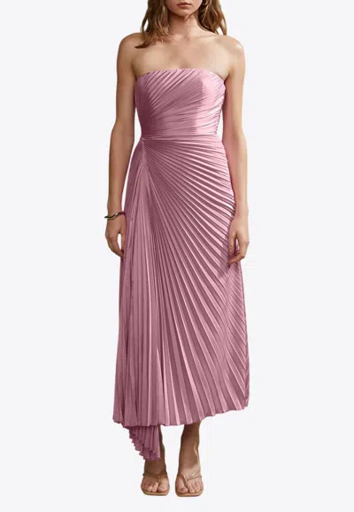 Amur Everyn Pleated Midi Dress In Pink